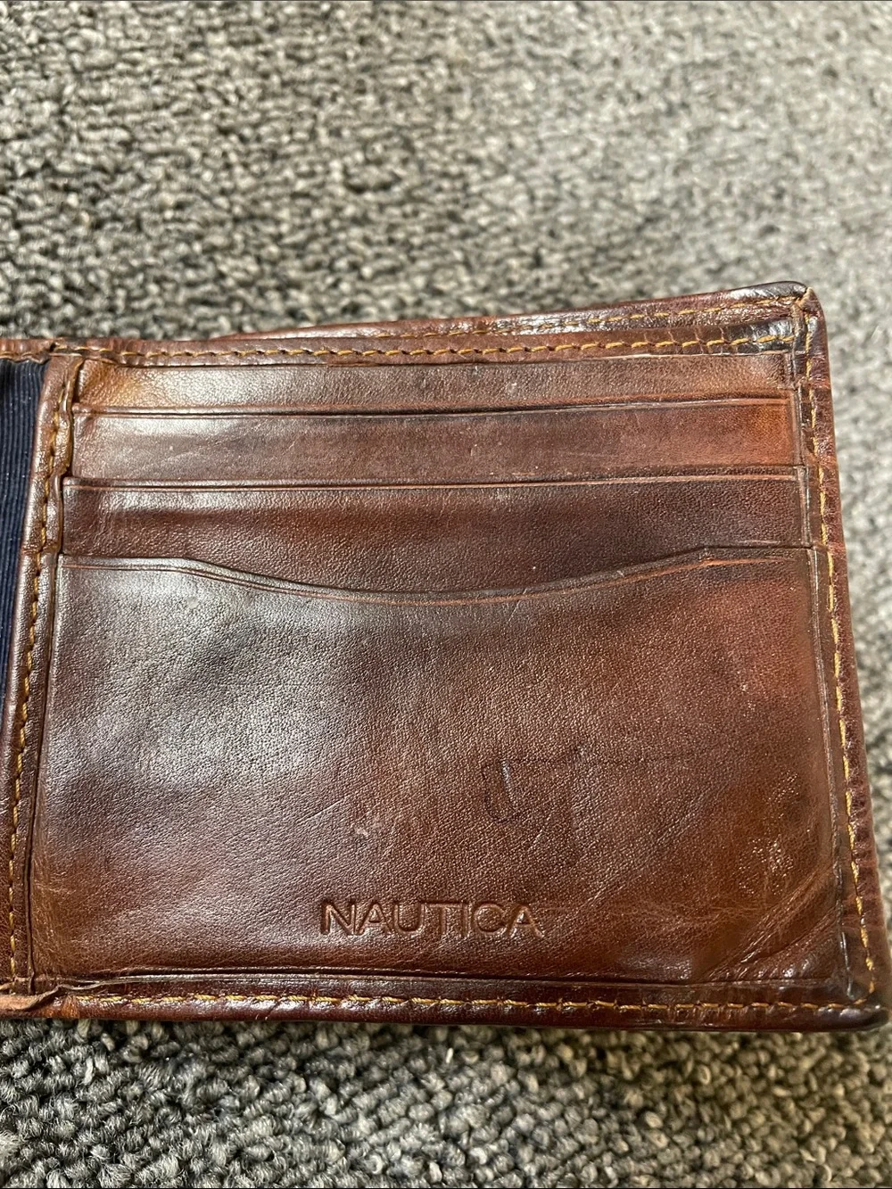 Vintage Nautica Genuine Leather Men’s Wallet. Made in India. Brown. GUC